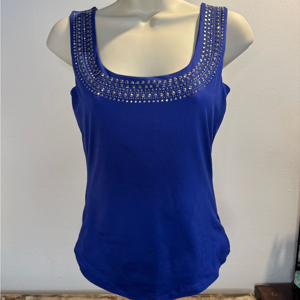 NWT Cache Blue Embellished Tank Top Sleeveless Size Small